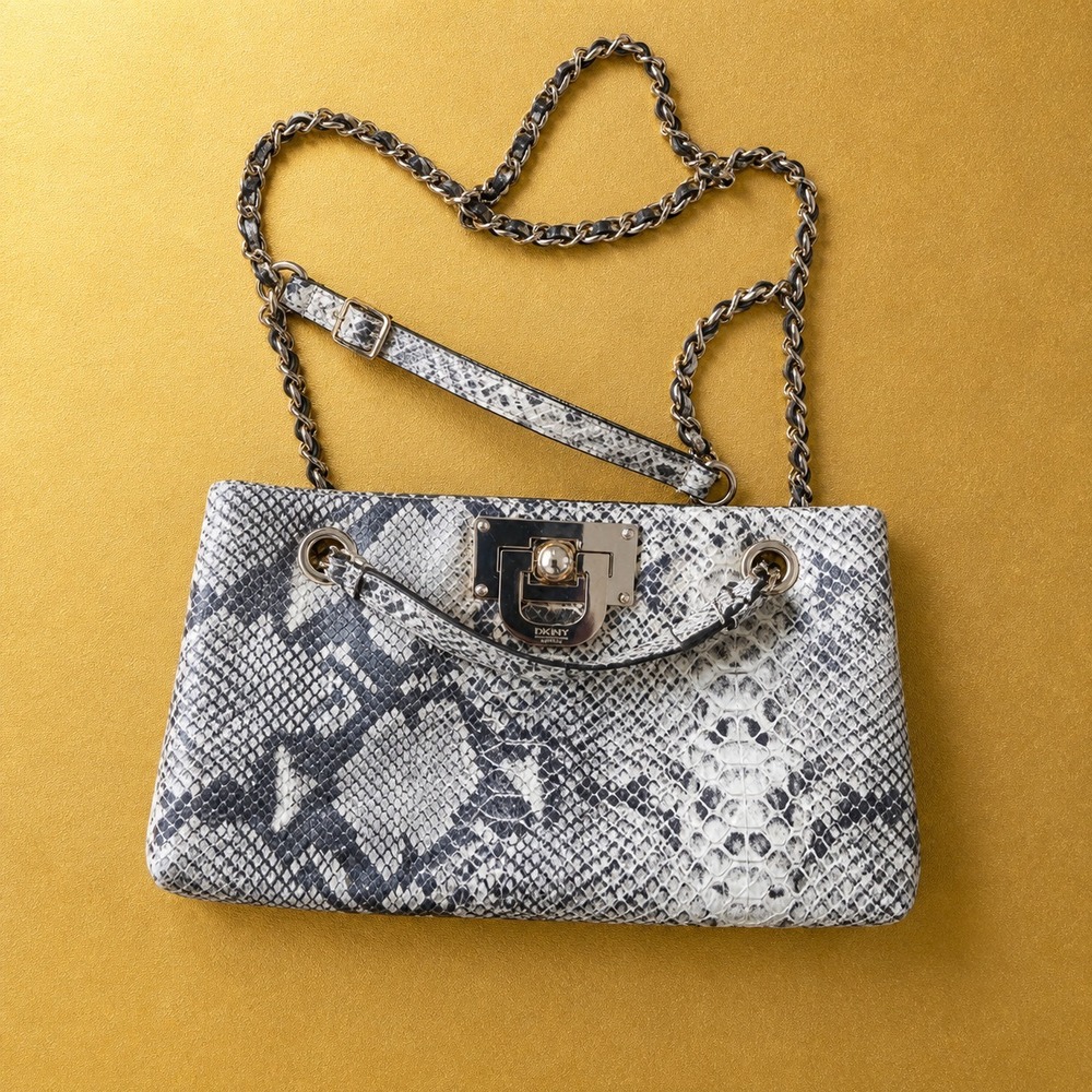 DKNY Women Snakeskin Print Shoulder Bag